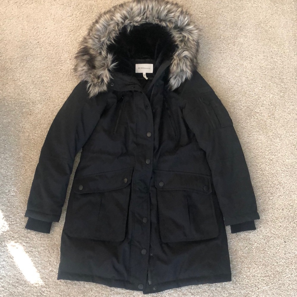 BCBGeneration Faux-Fur-Trim Hooded Parka